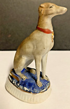Antique Staffordshire Bisque Whippet Greyhound Dog Figurine 3 1/2
