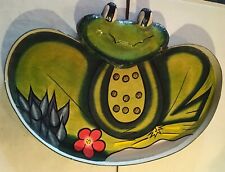 Vintage Lg. Mexico Paper Mache Frog Platter Folk Art Whimsey Barware 21”L 16”H picture