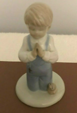 Vintage Russ Small Boy Praying With Cross and Bird Porcelain Figurine picture