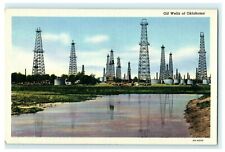 Oil Wells Of Oklahoma Linen Vintage Postcard  picture