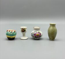 4 Vintage Miniature Small Ceramic Porcelain Doll House Flower Vase~One Signed picture
