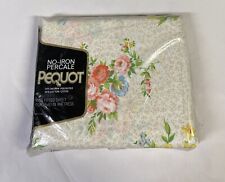 VTG Pequot King Fitted Sheet Elegance Floral New NOS Cotton Poly Made In USA picture