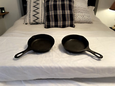 Set of Small Vintage Lodge  No 3 - 6 Inch Cast Iron Skillets, Unmarked picture