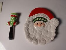 FITZ AND FLOYD Stocking Stuffers Christmas Santa Snack Plate with Spreader 2007 picture