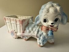 Vintage Relpo Ceramic Lamb w/Cart Pink Blue Nursery Decor Planter MCM Japan picture