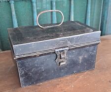 Antique Tin Deed Box Lock Box Document Box Cash Box Utility Box picture