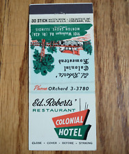 Ed Roberts Colonial Motel Morton Grove IL Vintage Matchbook Cover Advertising picture