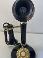 Vtg 83 Orig Charleston Onyx Black Brass  Rotary  Dial Telephone Candlestick picture