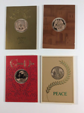 Christmas Holiday Coin Cards - 1970’s Franklin Mint - x Set of 4 picture