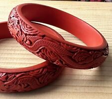 Vintage Chinese Red Cinnabar Lacquer Carved bangles（85g) picture