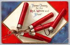 Three Cheers for the Red, White and Blue Antique Postcard-Patriotic-4th of July picture
