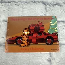 Sealed 12 Vntg Garfield Christmas Postcard Red Sports Car Jim Davis Comic 1978 picture