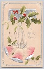 Postcard Christmas Greetings Embossed Bell c 1909 picture