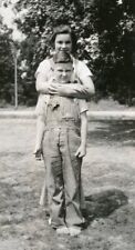 CC567 Original Vtg Photo BROTHER & SISTER, OVERALLS, RURAL LIFE c 1936 picture