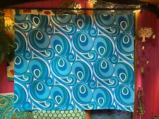 Vintage  1960s 1970s Blue & Green Swirly Fabric picture