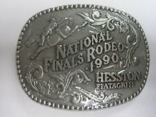  National Finals Rodeo Hesston 1990 NFR Adult Cowboy Buckle, Vintage, Orig. Pkg. picture