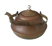 Vintage HOLLAND Made Brass & Copper Teapot w/Lid Wrapped Handle 8