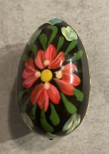 Vtg Handcrafted & Handpainted Colorful Wooden Egg w/Floral & Geometric Designs picture