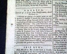 FRENCH AND INDIAN WAR in Pennsylvania & Pre Revolutionary War 1757 UK Newspaper picture