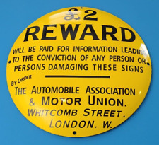 VINTAGE REWARD PORCELAIN WARNING LONDON GAS SERVICE STATION PUMP PLATE DOME SIGN picture