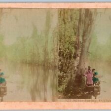 c1890s Silver Spring, Fla Ocklawaha River Canvassers Real Photo Stereo Card V18 picture
