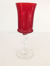 Bischoff Glass Co. clear & red tall footed vase 1960's 1970's picture