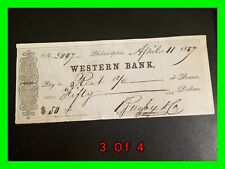 Early Obsolete Western Philadelphia Bank Check For $50 April 11 1857 To Real A/C picture