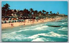 Palm Beach Florida Tropical Resort Oceanfront Landmarks Chrome Postcard picture