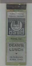 Matchbook Cover - 1930s Merchant Industries - Dean's Lunch Elyria, OH picture