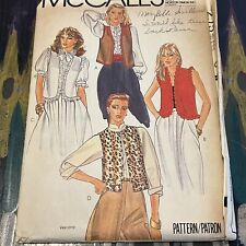 Vintage 1980s McCalls 7986 Set Of Vests Ruffles Sewing Pattern 6 30.5 XXS UNCUT picture