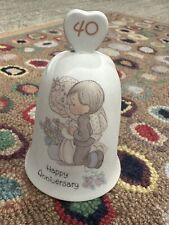 PRECIOUS MOMENTS 40TH HAPPY ANNIVERSARY WEDDING BELL Porcelain Vintage 1989 EUC picture