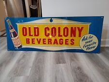 c.1948 Original Vintage Old Colony Beverages Sign Metal Embossed Orange Crush  picture