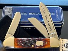 CASE BROTHERS XX 003/500 GUNBOAT LARGEST CANOE CHESTNUT BONE KNIFE/TIN 6394 MINT picture