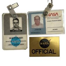2 Vintage 1968 Obsolete NASA Langley Research Retirement ID Badges + Official picture