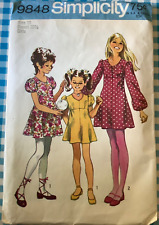 Vintage Simplicity 9848 Girl's Retro Dresses, Size 10, 1971 picture