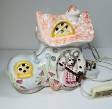 Vintage Piggery Pottery Ceramic Nightlight Table Lamp Mouse In A Boot Night Lite picture