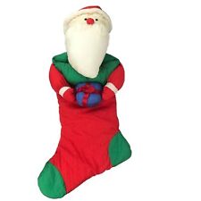 Vintage JS International Santa Claus Nylon Plush Christmas Stocking Parachute picture