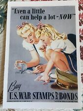vintage postcard WWII propaganda girls buy US war bonds stamps picture