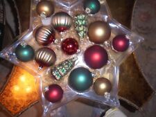 VINTAGE SET GLASS 15 ORNAMENTS RODENTALER GERMANY IOB.  picture