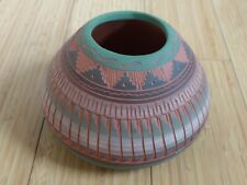 Handcrafted native American motive pottery sculpted terracotta vase picture