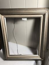 VTG 19x16 Antq. Finish Silver/Gray Wood Picture Frame w/Linen Liner Holds 11x14 picture