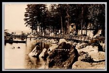 RPPC  People Gathering On Blodgett's Pier Lake Sunapee, Sunapee, NH 1909 picture