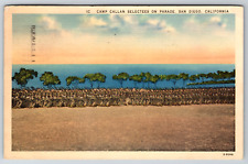 c1920s Camp Callan Selectees Parade San Diego CA Soldiers Vintage Postcard picture