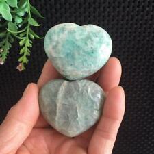 100g 2pcs Amazonite Stone Heart Shaped Carving Quartz Crystal Specimen Healing picture
