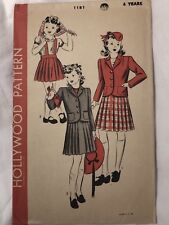 Vintage 1940s Hollywood Pattern Co 1181 Girls 6-Years Old 2-Piece Suit  picture