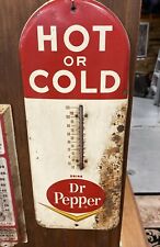 Vintage Drink Dr Pepper Tin Metal Thermometer Advertising Sign 1950s HTF picture