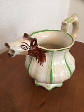 Antique Early 1800’s Horse Head Spout Water Pitcher Jug English Pottery Teapot picture
