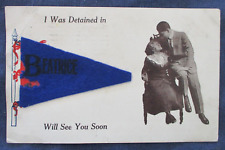 1912 Beatrice Nebraska Felt Pennant Add-On Romance Greeting Postcard & Cancel picture
