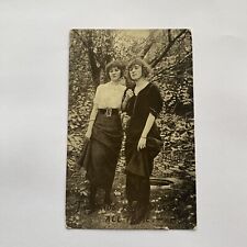 Two Young Women Posing In Forest Postcard RPPC Posted 1912  picture