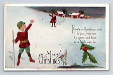 Warm & True Christmas Dutch Children Boy Girl Mc H Artist Postcard picture